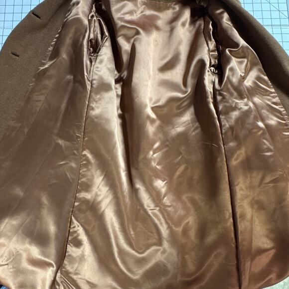Shagmoor Vintage ILGWU Made Brown Wool Long Trench Coat Jacket Women Medium - Picture 10 of 13